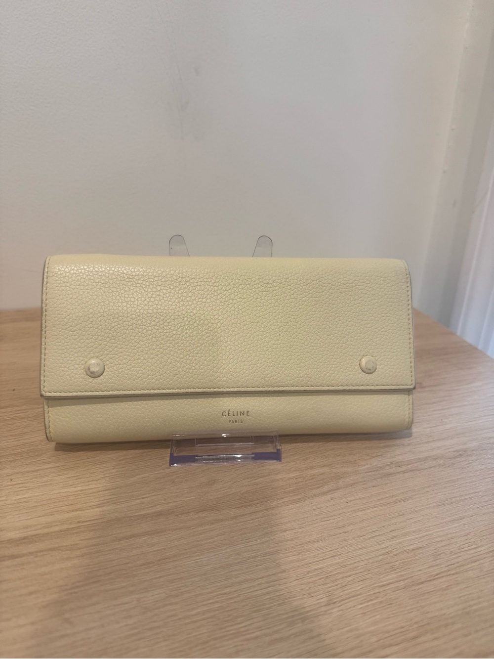 Celine Cream Pebbled Leather Continental Wallet